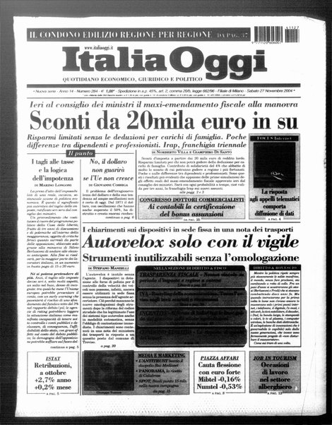 Italia oggi : quotidiano di economia finanza e politica